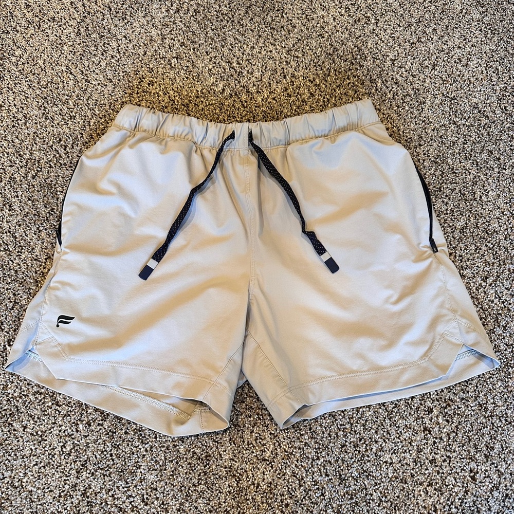 Fabletics Gray Athletic Shorts with Mesh Lining